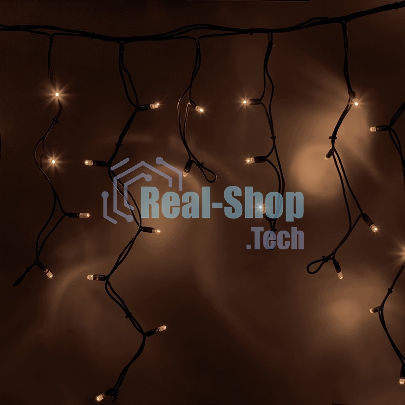 Гирлянда Neon-night Айсикл (бахрома) светодиодный, 4,0 х 0,6 м, черный провод каучук, 230 В, диоды теплый белый, 128 LED
