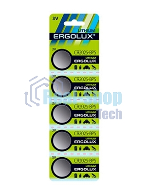 Батарейка литиевая Ergolux CR2032 BL-5 (CR2032-BP5, 3V) (5 шт. в уп-ке)