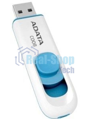 Флешка USB ADATA С008 (AC008-64G-RWE), 64Gb, USB 2.0, R/W 15/5, белый/синий