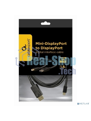 Кабель miniDP<->DP Cablexpert CCP-mDP2-6, 20M/20M, v.1.2, 4K, 1.8м, черный, позол.разъемы, пакет
