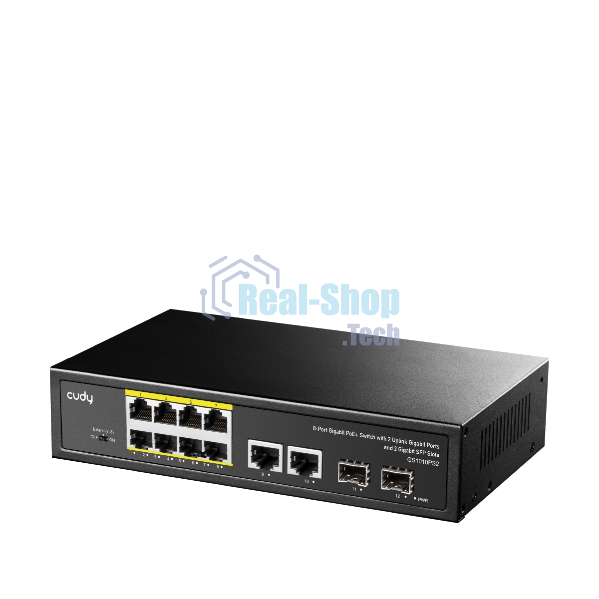 Коммутатор Cudy GS1010PS2, (L2) 10x1Gbит/с 2xКомбо(1000BASE-T/SFP) 2SFP 8PoE 120W, неуправляемый