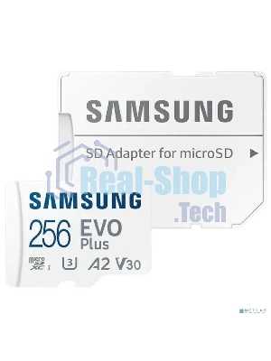 Флеш карта microSDXC 256Gb Samsung EVO Plus Class 10, A2, V30, UHS-I (U3), W 90 МБ/с, R 160 МБ/с, MB-MC256SA/KR адаптер на SD