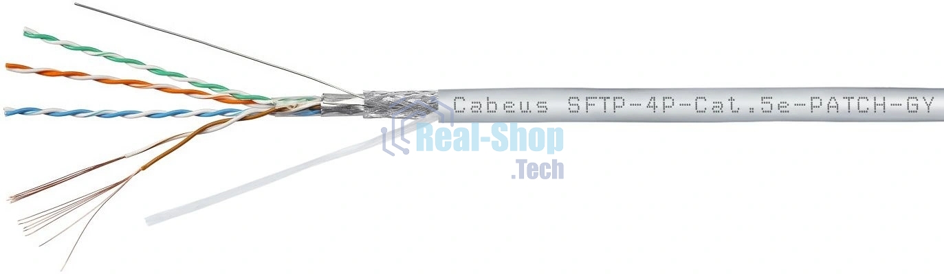 Кабель Cabeus SFTP-4P-CAT.5E-PATCH-GY кат.5E SF/UTP 4 пары 0.6AWG PVC внутренний 305м серый