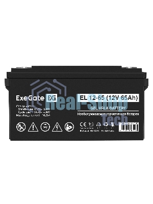 Гелевая аккумуляторная батарея ExeGate EL 12-65-М6 (12V 65Ah, болт М6)