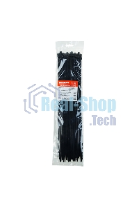 Хомут-стяжка кабельная нейлоновая Rexant 400 x4,8 мм, черная, упаковка 100 шт.