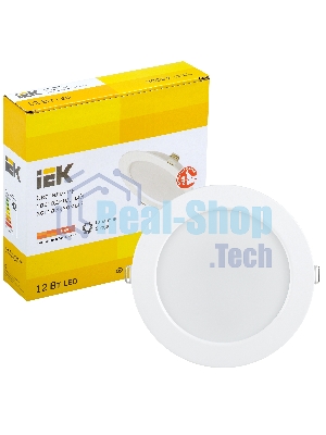 Светильник светодиодный Iek LDVO0-1613-12-3000-K01 ДВО 1613 белый круг 12Вт 3000К IP20 пластик. корпус, диам 145 мм