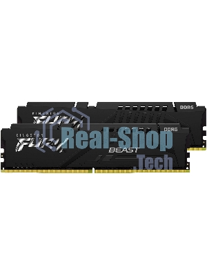 Оперативная память Kingston Fury Beast, DDR5, 32GB (2x16GB), 5200MHz, CL40, DIMM, радиатор, черный
