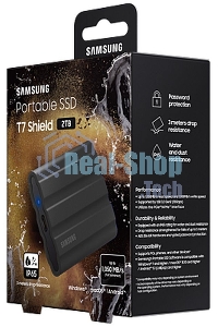 Внешний SSD Samsung T7 Shield, 2TB, USB 3.2 Gen 2 Type-C, R/W 1050/1000, черный