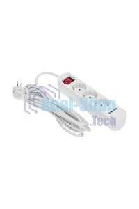 Удлинитель Rexant STANDARD 3 гнезда, 5 м, 3х1,0 мм², с/з, с выключателем, 2 USB, белый