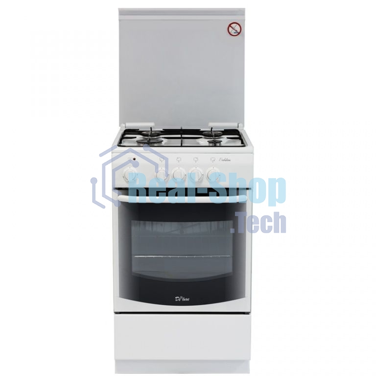 Плита комбинированная De Luxe 5040.21ГЭ (КР) ЧР белый, конфорок 4 шт, духовка 43 л, 50 см x 85 см x 50 см