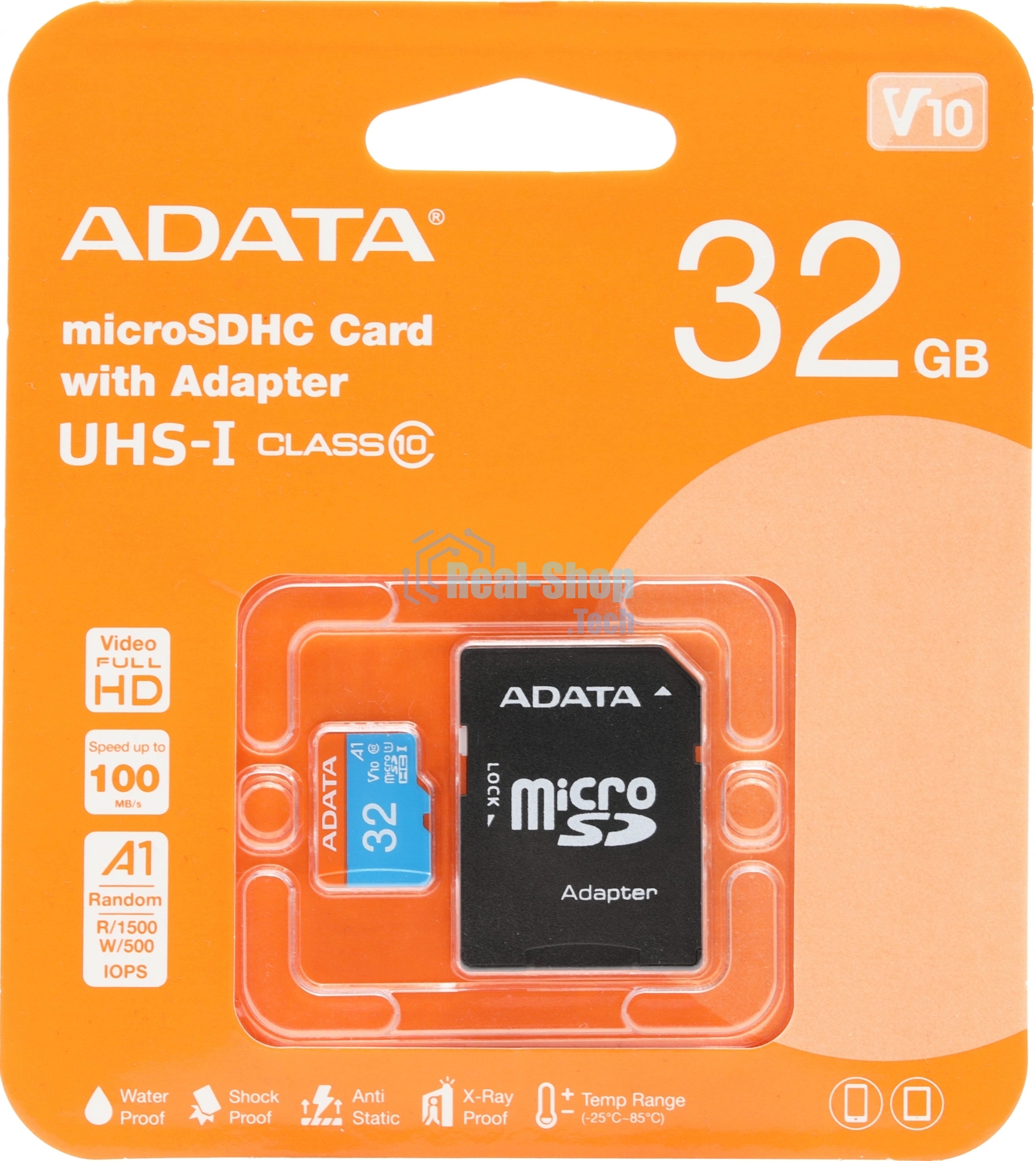 Флеш карта microSD 32Gb ADATA microSDHC Class 10 UHS-I A1 100/20 MB/s (SD адаптер)
