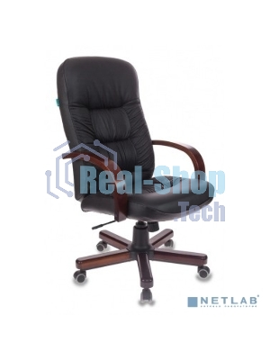 Кресло Бюрократ T-9908/WALNUT черный, кожа