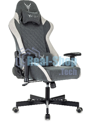 Кресло игровое Knight Regal Fabric серый/светло-серый иск.замша крестов. металл