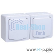 Розетка двухместная с з/к с крышкой для открытой установки РСб22-3-ГПБб IP54 серия 