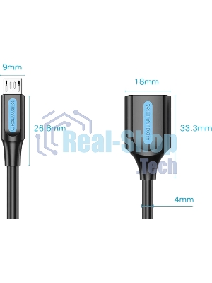 Адаптер переходник Vention OTG USB 2.0 AF/micro B 5pin - 0.15м