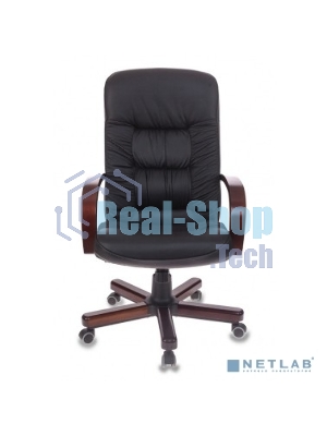 Кресло Бюрократ T-9908/WALNUT черный, кожа