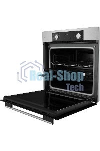 Встраиваемый духовой шкаф Kuppersberg HF 610 BX 60 см, 80 л, 10 режимов, эмаль легкой очистки, поворотные переключатели, телескопические направляющие на 1 уровне, черный - нержавеющая сталь