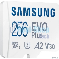 Флеш карта microSDXC 256Gb Samsung EVO Plus Class 10, A2, V30, UHS-I (U3), W 90 МБ/с, R 160 МБ/с, MB-MC256SA/KR адаптер на SD