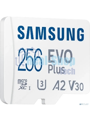 Флеш карта microSDXC 256Gb Samsung EVO Plus Class 10, A2, V30, UHS-I (U3), W 90 МБ/с, R 160 МБ/с, MB-MC256SA/KR адаптер на SD