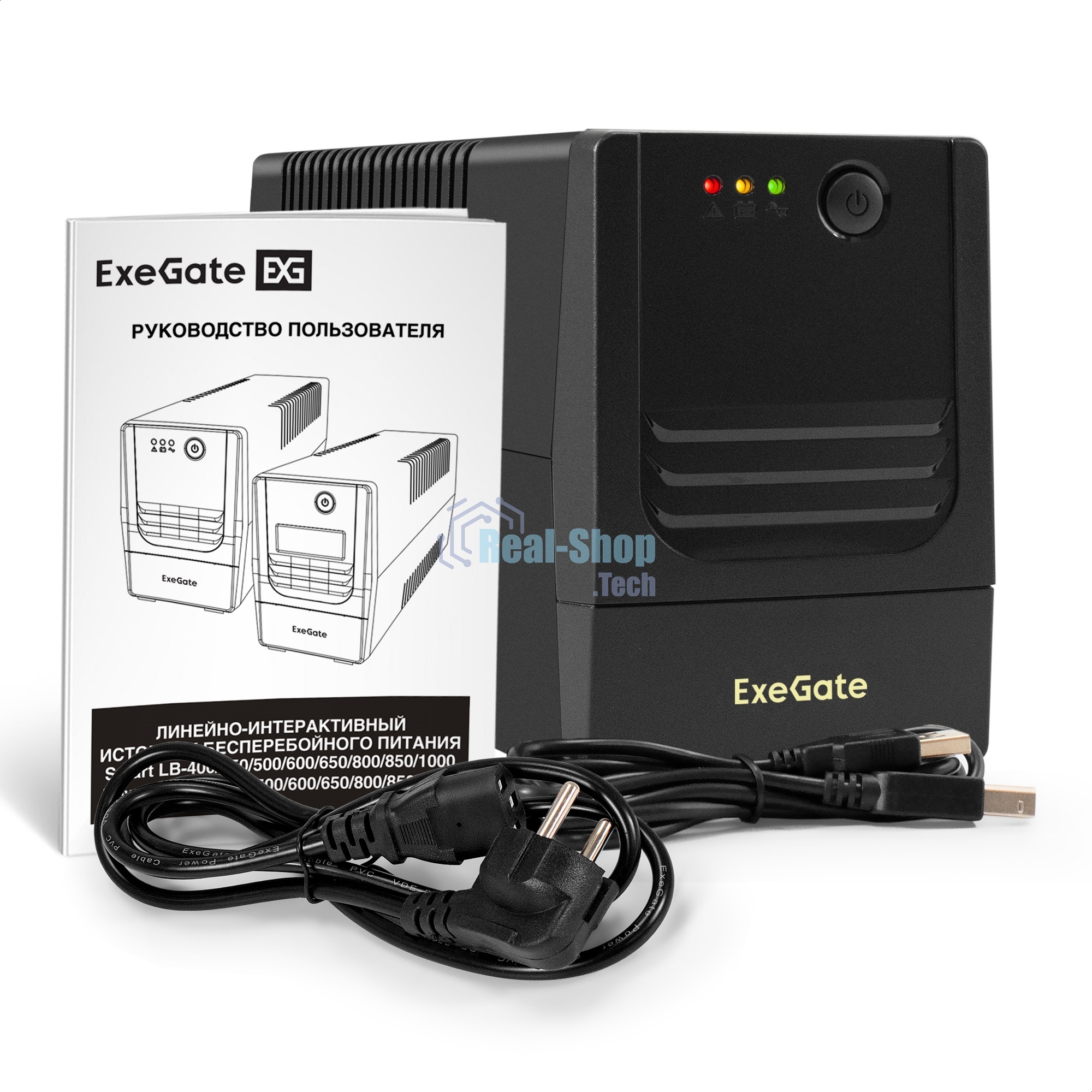 ИБП ExeGate Power NB-800.LED.AVR.4C13.USB (800VA/480W, LED, AVR, 4*C13, USB, батарея 12V 9Ah, Black)