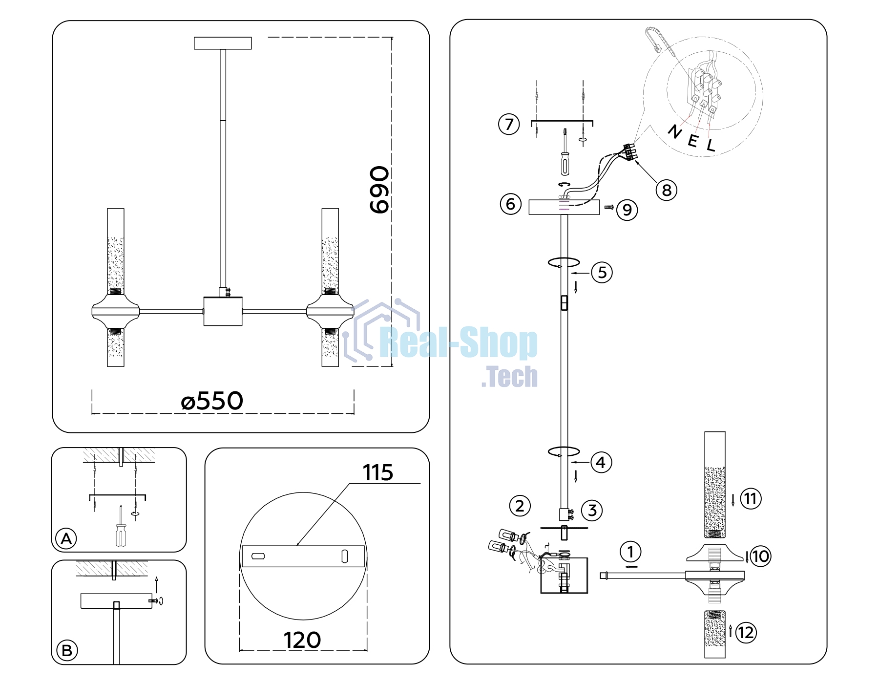 Люстра Ambrella light LH55358/10 BS/CL латунь/прозрачный G9/10 max 30W D550*690