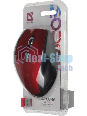 Мышь беспроводная Defender Accura MM-365 красный, 1600 dpi, радиоканал, USB, кнопки - 6