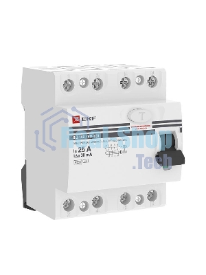 Выключатель дифференциального тока (УЗО) 4п 25А 30мА тип AC ВД-100 PROxima (электромех.) EKF elcb-4-25-30-em-pro