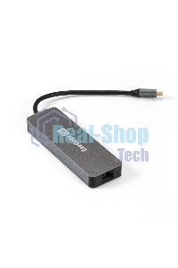 USB-концентратор ExeGate DUB-21C/PD/HL (кабель-адаптер USB Type-C --> 2xUSB3.0 + PD 100W + HDMI 4K@60Hz + Lan RJ45 10/100/1000Mb, Plug&Play, серая)