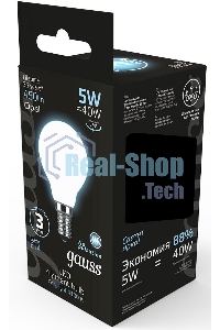 Лампа светодиодная Filament Шар E14 5Вт 4100К OPAL Gauss 105201205