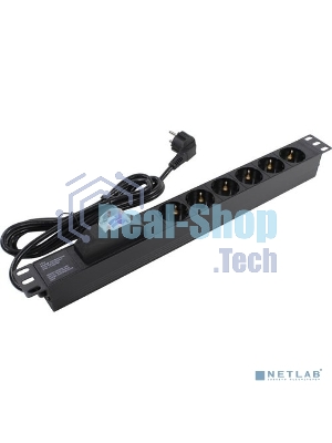 Блок розеток горизонтальный ExeGate ServerPro PDU-19H610 Al-6S-EU2.5-1P, 19