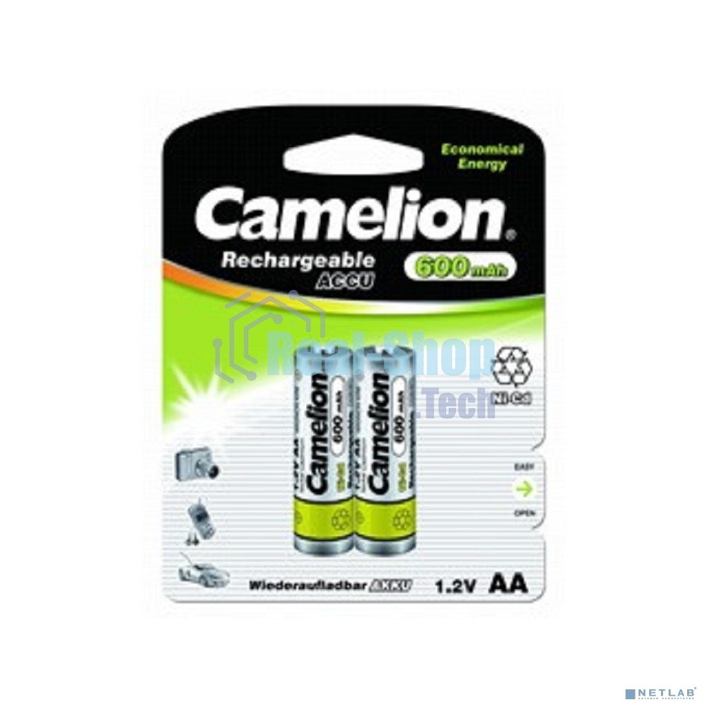 Аккумулятор Camelion AA- 600 mAh Ni-Cd BL-2 (NC-AA600BP2, аккумулятор,1.2В)