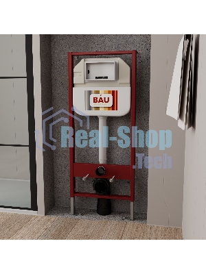 Комплект BAU 6 в 1: рамная инсталляция BAU NEO 45, унитаз подвесной безободковый Bau Hotel PRO, быстросъемное сиденье микролифт, круглая хромированная клавиша Aquanika