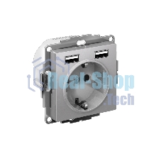 Розетка SE AtlasDesign Алюминий SO + USB A+A, 5В/2,4А, 2х5В/1,2А, механизм