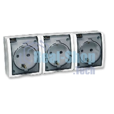 Розетка 3-м ОП Simon15 с защ. крышкой с заземл. IP54 бел. Simon 1594437-030