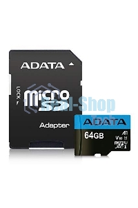 Флеш карта microSD 64Gb ADATA microSDHC Class 10 UHS-I A1 100/25 MB/s (SD адаптер)