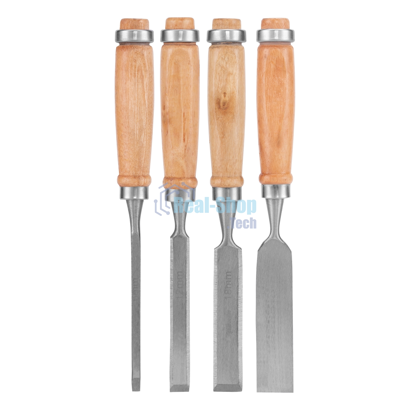 Набор долот-стамесок Sparta 6-12-18-24 мм, плоских, деревянные рукоятки