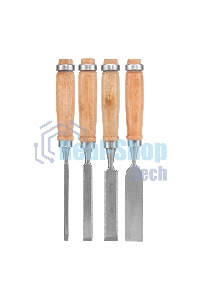 Набор долот-стамесок Sparta 6-12-18-24 мм, плоских, деревянные рукоятки