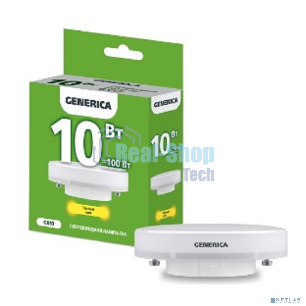 Лампа cветодиодная LED T80 IEK LL-T80-10-230-30-GX53-G таблетка 10Вт 230В 3000К GX53 GENERICA
