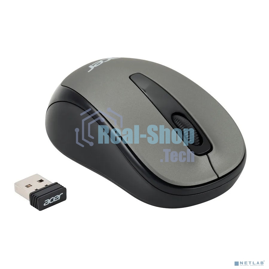 Мышь беспроводная Acer OMR134 серый, 1000 dpi, радиоканал, USB, кнопки - 3