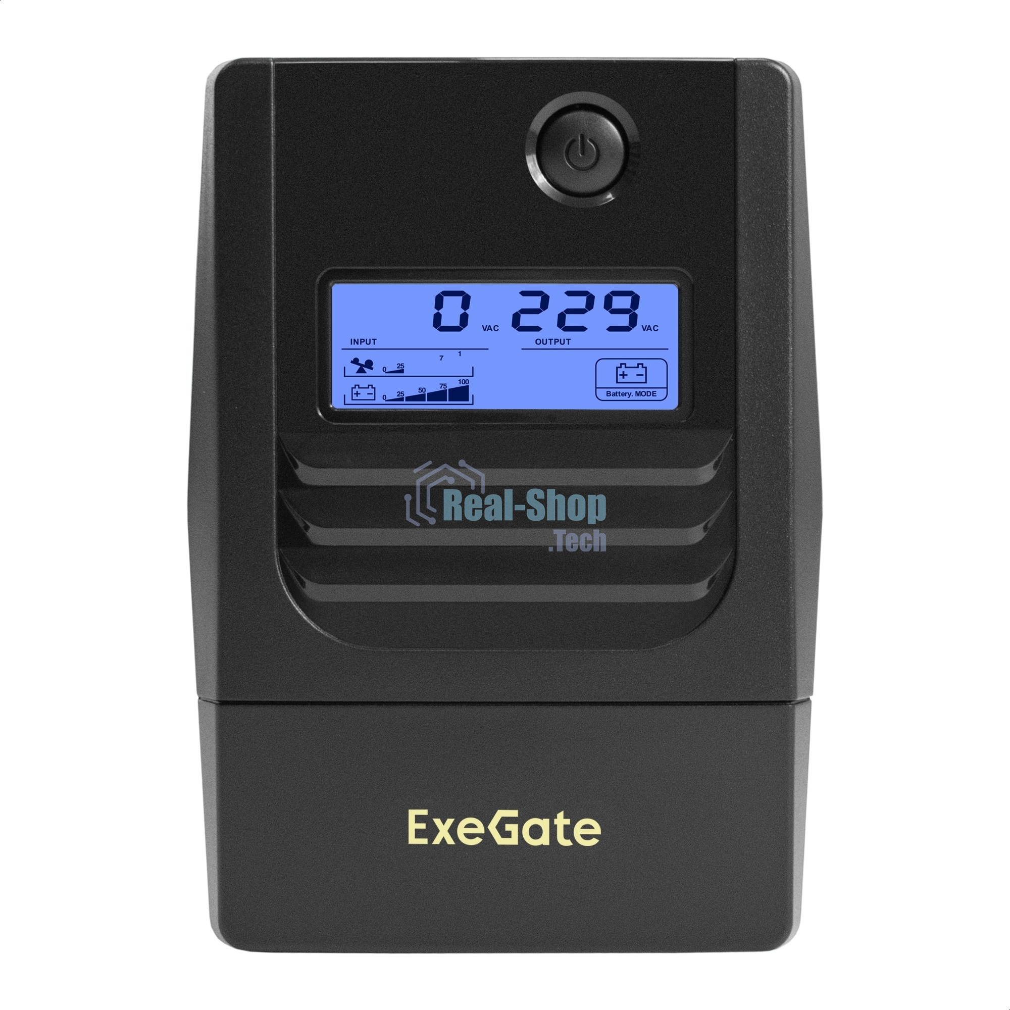 Источник бесперебойного питания ExeGate Smart LB-650.LCD.AVR.2SH.USB (650VA/390W, LCD, AVR, 2*Schuko, USB, батарея 12V 7Ah, черный)
