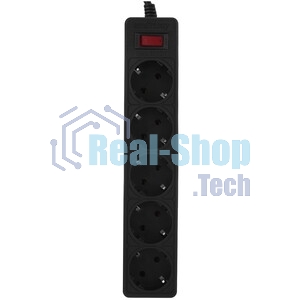 Сетевой фильтр Smartbuy SBSP-50-K One, 10А, 2 200 Вт, 5 розеток, длина 5,0 м, черный (SBSP-50-K)/35