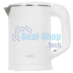 Электрочайник Centek CT-0006 белый, 0.6 л, 1100 Вт, скрытый нагревательный элемент