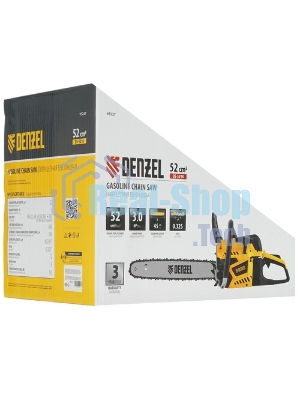 Пила цепная бензиновая Denzel DS-5218, шина 45 см, 52см3, 3 л.с., шаг 0,325, паз 1,5 мм, 72 зв
