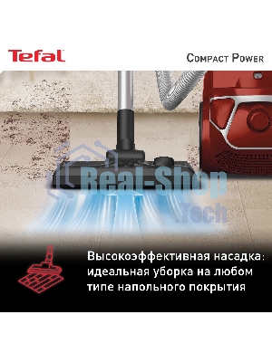 Пылесос Tefal TW3953EA красный/серебристый, 750 Вт, уборка сухая, пылесборник мешок 3 л