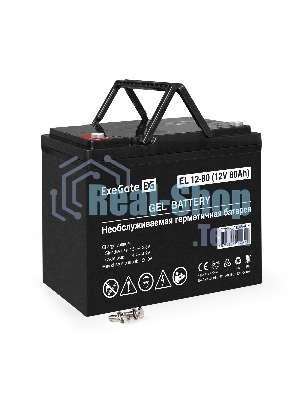 Гелевая аккумуляторная батарея ExeGate EL 12-80-М6 (12V 80Ah, болт М6)