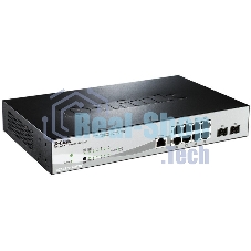 Коммутатор управляемый D-Link DGS-1210-10P/ME 2 уровня с 8 портами 10/100/1000Base-T с поддержкой PoE и 2 портами 1000Base-X SFP