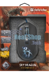 Мышь проводная Defender Sky Dragon GM-090L черный, 3200 dpi, USB, кнопки - 6
