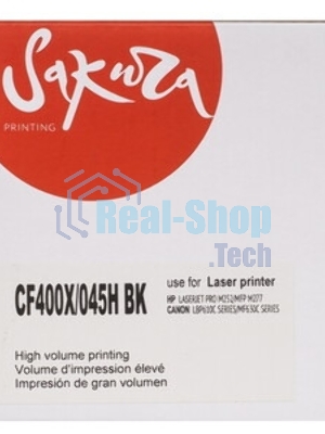 Картридж лазерный Sakura CF400X/045HBK для HP Color LaserJet Pro M252n/M252dn/MFP277dw/277n и Canon i-SENSYS LBP-610C, MF-630C, черный, 2800к.