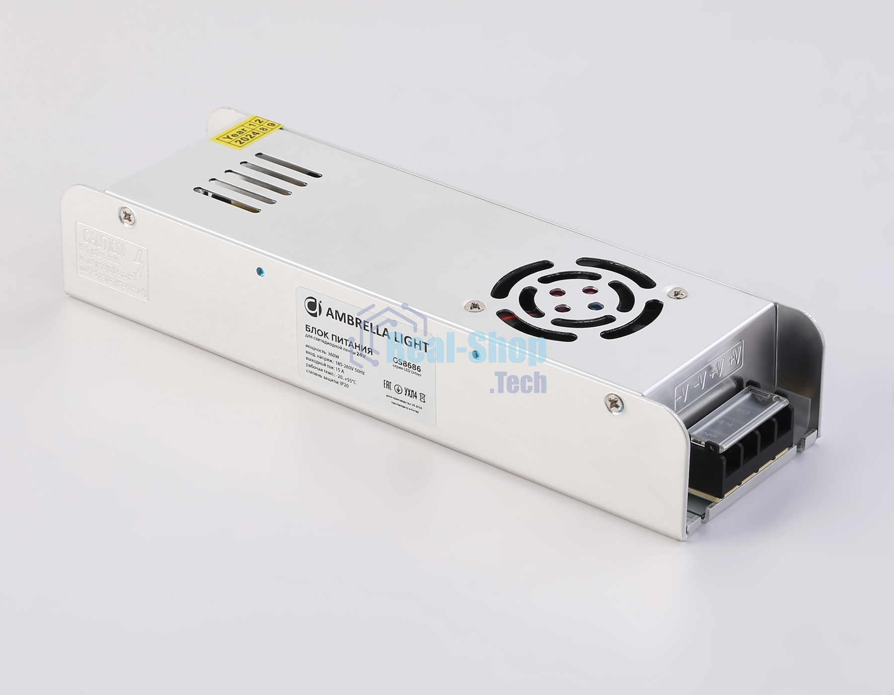 Блок питания 24V 360W 15A IP20 185-260V EMC 223*67*40