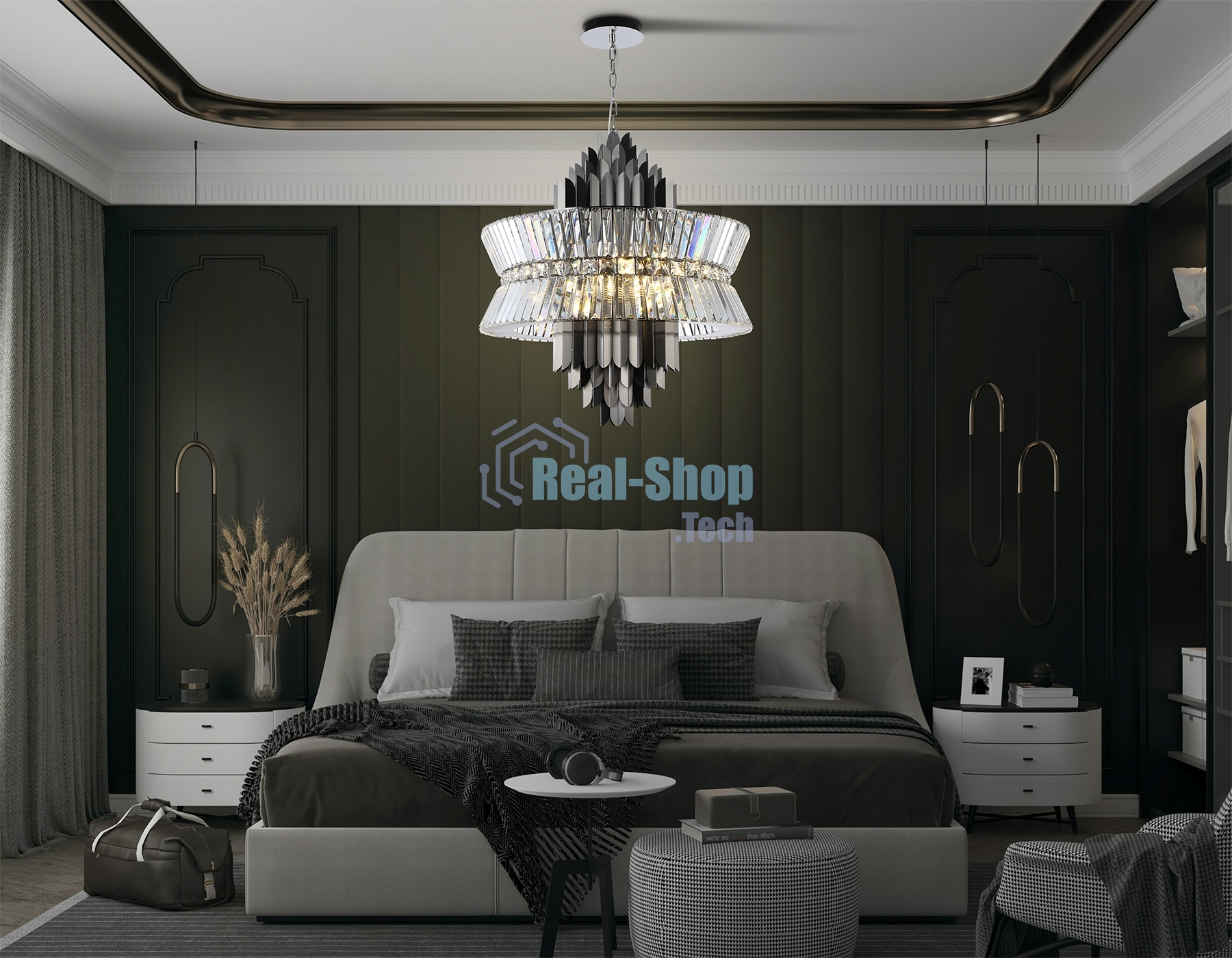 Люстра Ambrella light LH41026/18 BK/CL черный/прозрачный E14*18 max 40W D700*750